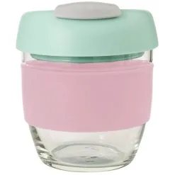 Avanti Glass Gocup Reusable Coffee Cup 236ml - Pink/mint/grey