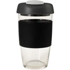 Avanti Glass Gocup Reusable Coffee Cup 473ml - Black/charcoal/grey
