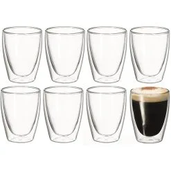 Avanti Caffe Twin Wall Glass Set Of 8 - 250ML