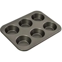 BAKEMASTER Large Muffin Pan - 6 Cup 35cm X 26cm