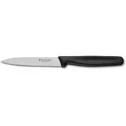Victorinox Paring Knife Wavy Edge Pointed Tip 10cm - Black