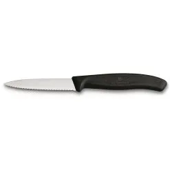 Victorinox Paring Knife Wavy Edge Pointed Tip 8cm Black