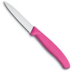 Victorinox Paring Knife Wavy Edge Pointed Tip 8cm Pink