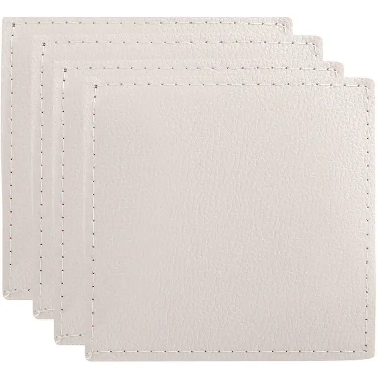 Maxwell And Williams Table Accents Leather Look Cowhide Coaster 10x10cm Set Of 4 Ivory