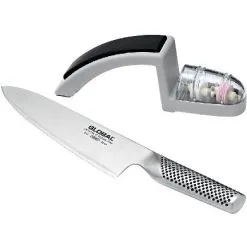 Global Knife And Sharpener Set