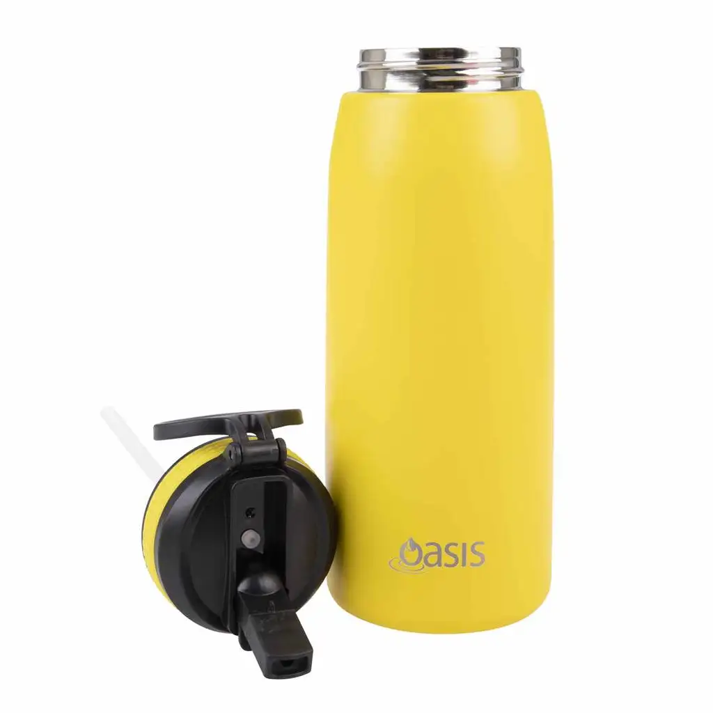 Oasis Insulated Sports Bottle Sipper Straw 780ml Neon Yellow - Image 3