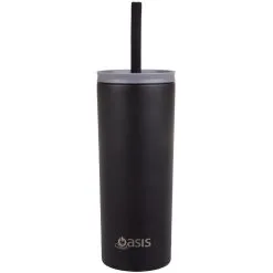 Oasis Super Sipper Insulated Tumbler With Silicone Straw 600ml Black
