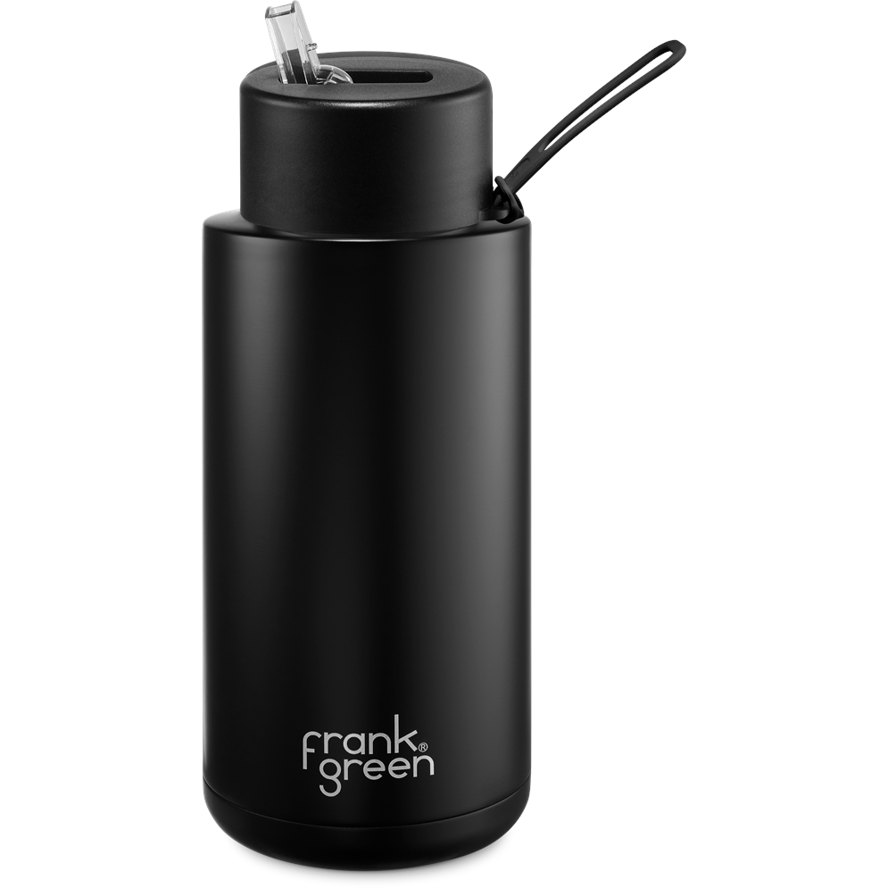 Frank Green 34oz Reusable Bottle - Straw Lid - Midnight (Black)