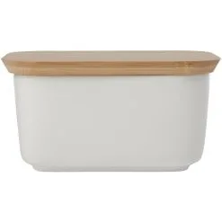 Maxwell And Williams White Basics Butter Dish With Bamboo Lid
