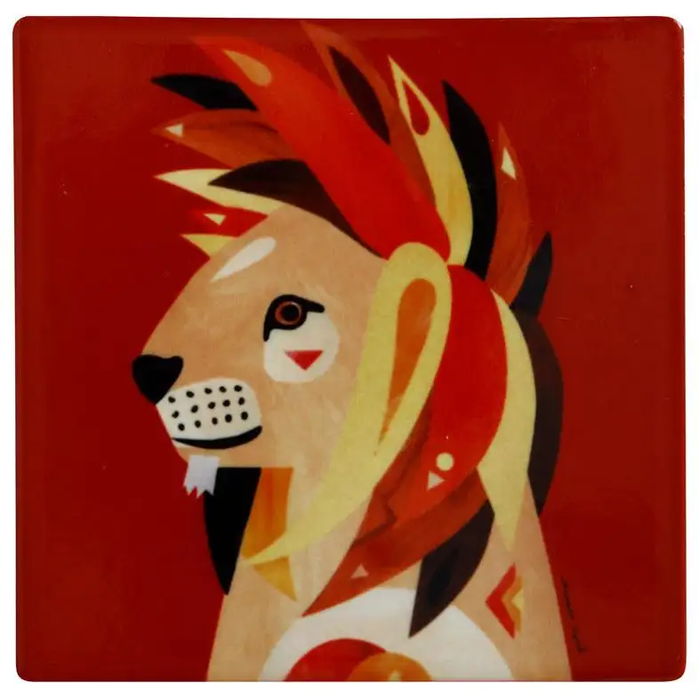 Maxwell And Williams Pete Cromer Wildlife Ceramic Square Coaster 9.5cm - Lion
