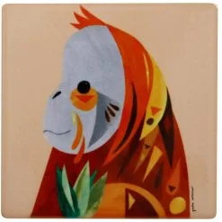 Maxwell And Williams Pete Cromer Wildlife Ceramic Square Coaster 9.5cm - Orangutan