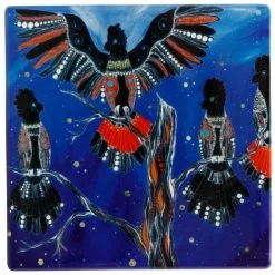 Maxwell And Williams Melanie Hava Ceramic Square Coaster 10cm - Black Cockatoos