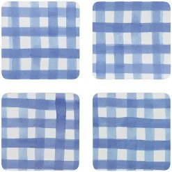 Ecology Ripe Set Of 4 Coasters 10 X 10cm Blue Gingham