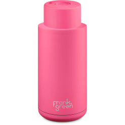 Frank Green 34oz Reusable Bottle - Push Button Lid - Neon Pink