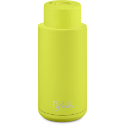 Frank Green 34oz Reusable Bottle - Push Button Lid - Neon Yellow