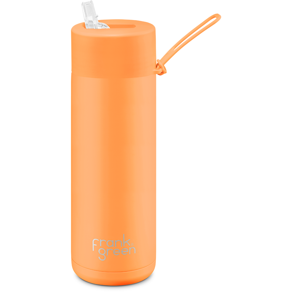 Frank Green Ultimate Ceramic Reusable Bottle With Straw 20oz - Neon Orange