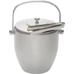 BarCraft Ice Bucket With Lid And Tongs Stainless Steel Gift Boxed