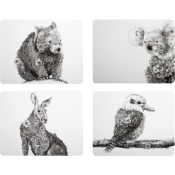 Maxwell And Williams Marini Ferlazzo Animals Of Australia Cork Back Placemat 34x26.5cm Set Of 4 Assorted Gift Boxed