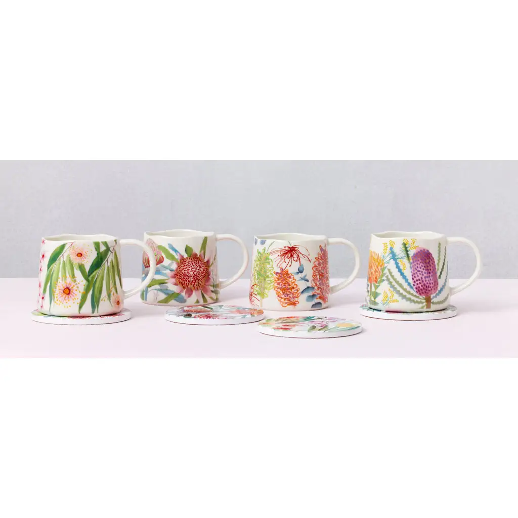 Maxwell And Williams Royal Botanic Gardens Native Blooms Ceramic Coaster 10.5cm Set Of 4 Gift Boxed - Image 2