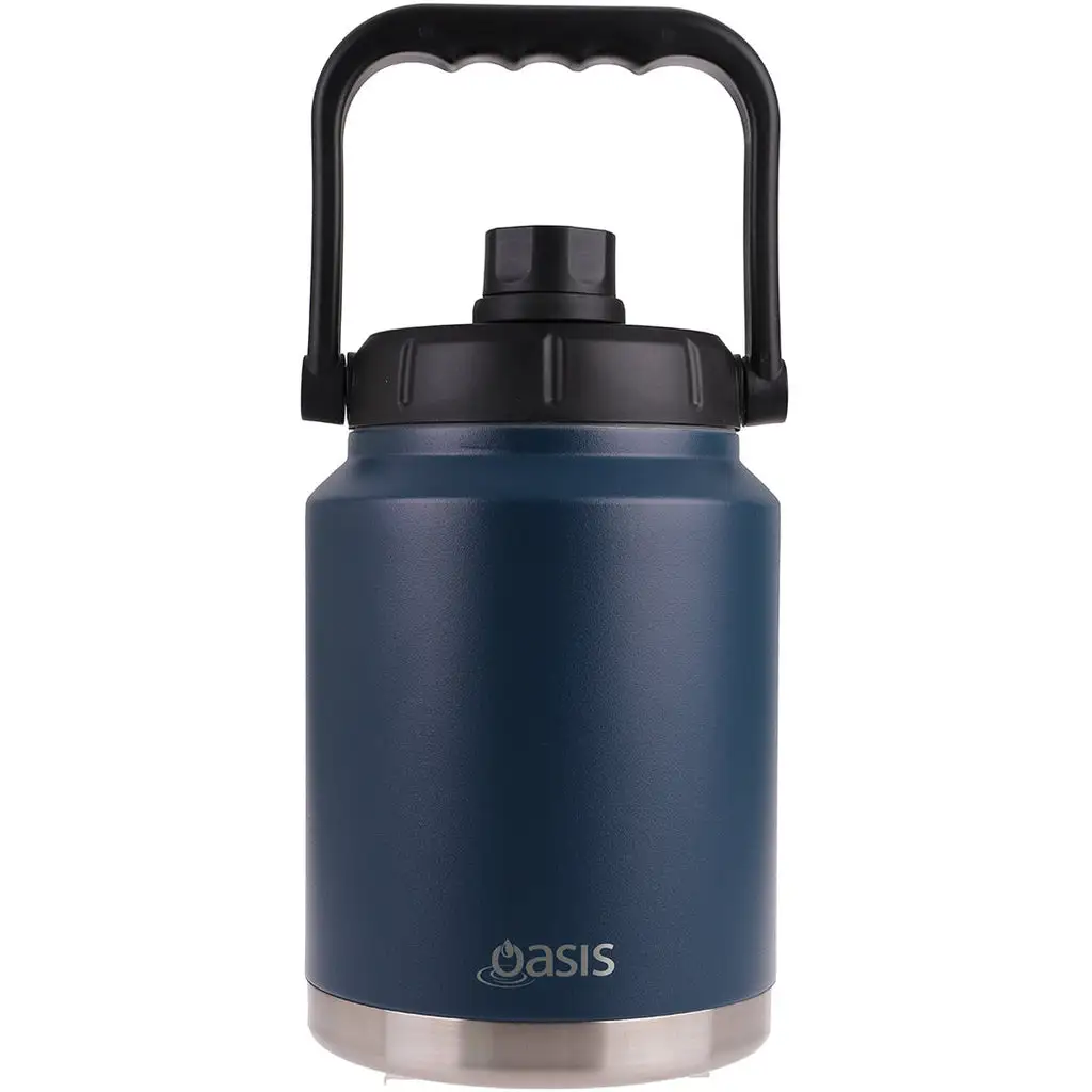 Oasis Stainless Steel Double Wall Insulated Jug W/ Carry Handle 2.1 Litre - Navy