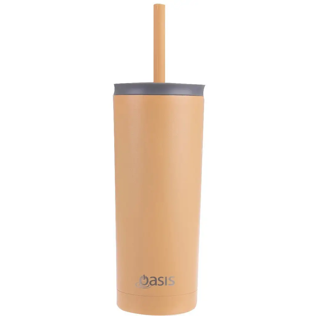 Oasis Super Sipper Insulated Tumbler With Silicone Straw 600ml Rockmelon