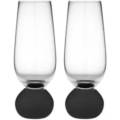 TEMPA Astrid Matte Black Set Of 2 Champagne Glass